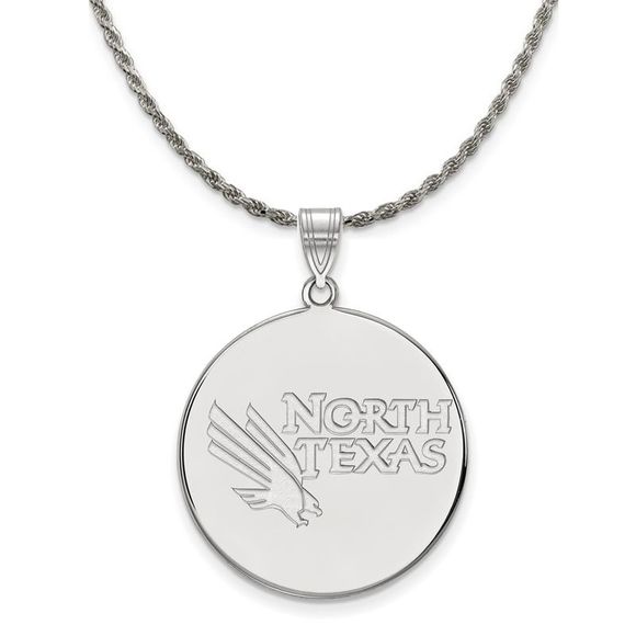 Sterling Silver North Texas XL Disc Pendant Necklace - 24 Inch - Picture 1 of 7
